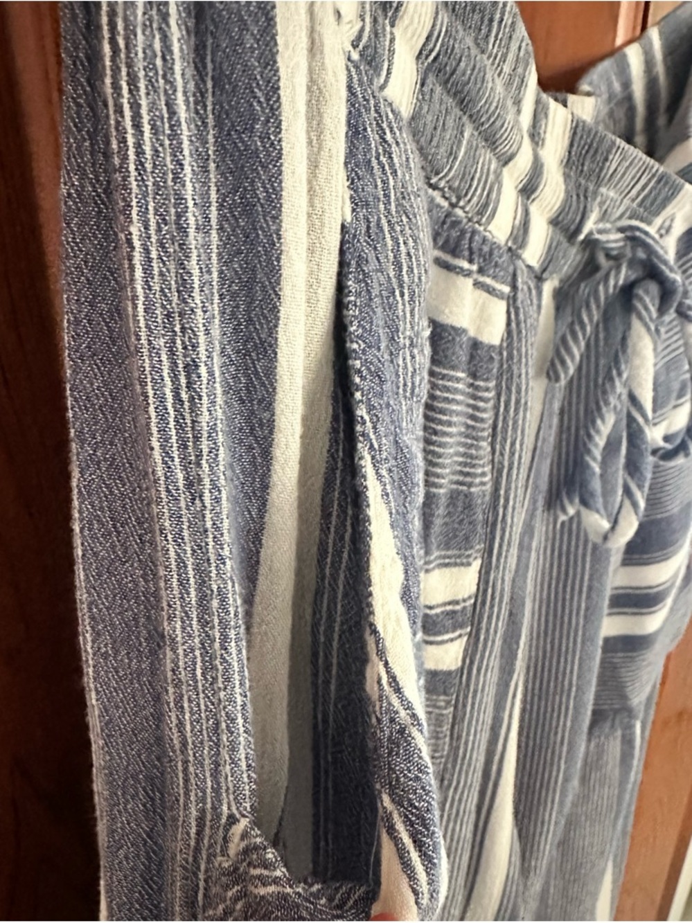Billabong Striped Wide Leg Pants | Blue White Beachy Drawstring | Size M - Picture 4 of 9